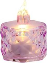 LED Crystal Diamond Tealight Candle, Electronic Flameless Mini Light, Transparent Glass Design, Battery Operated, Romantic Mood Lighting for Valentine's Day (C-Purple * 6p'c's)