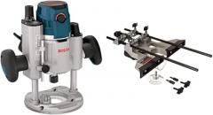 BOSCH 120-Volt 2.3 HP Electronic Plunge Base Router MRP23EVS&BOSCH RA1054 Deluxe Router Edge Guide with Dust Extraction Hood & Vacuum Hose Adapter, Black