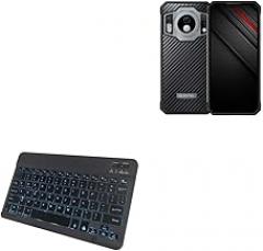 BoxWave Keyboard Compatible with Oukitel WP21 Ultra - SlimKeys Bluetooth Keyboard - with Backlight, Portable Slim LED 7 Colors - Jet Black