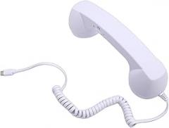 GOWENIC Retro Phone Handset, HiFi Speaker and Mic, Seamless Connection, Versatile and Practical, with Retro Appearance, for Conference Call (White)