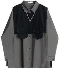 LKSHXBCR Spring Unisex Casual Long Sleeve Shirt & Functional Cargo Vest Set - Two-Piece Suit Men Women