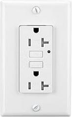 LEOD 20A 125V Self-Testing GFCI Outlet with Green LED Indicator Light, 2 Pcs WallPlate and Screws Included, Tamper-Resistant Auto-Test GFCI Socket, White, ETL/cETL Listed (1 Pack)