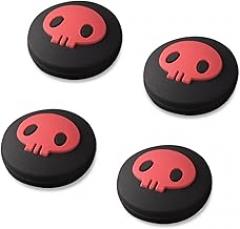 Thumb Grip Caps for Nintendo Switch/OLED/Switch Lite, 4 Pcs Switch Joycon Grip for Nintendo Switch Joystick Covers Cute Ghost Joycon Joystick Caps - Black & Red