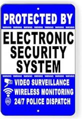 Protected Electronic Security System Video Surveillance Metal Sign 12 x 16 Inches (1)