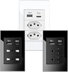 US/Italy/Chile/20A Brazil Plug Wall Sockets USpB Type C Outlets Pressure Switch Plastic/Glass Panel Home Office New 2026 High for Reliable Electronic Component, Precision, Stable Performance