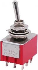 2PCS Toggle Switch 6mm Miniature Single Pole Double Throw Mini Waterproof Cap Electronic Gadgets 6A(Waterproof Cap)