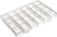 uxcell Component Storage Box - PP Fixed 24 Grids Electronic Component Containers Tool Boxes Clear White 193x132x22mm