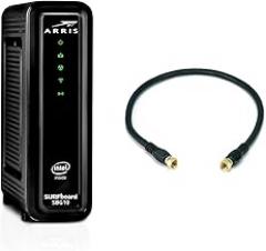 ARRIS Surfboard DOCSIS 3.0 Cable Modem & Wi-Fi Router Bundle with Coaxial Cable