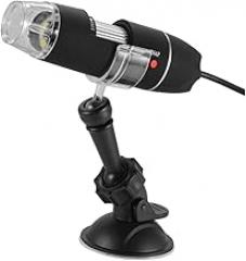 Portable USB Digital Microscope Adjustable LED Lights and Black Suction Bracket High-Resolution Handheld Electronic Microscope for Small Object Inspection and Photo Video Capture