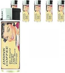 Refillable Electronic Lighter Set of 5 Pieces D-022 Drink Coffee - Stupid Things