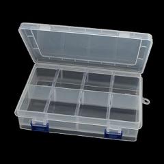 Tool parts Adjustable 8 Slots Rectangle Chip Electronic Parts Storage Box Case Clear White