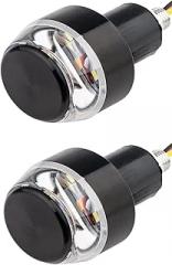 2 Pcs 12V Motorcycle LED Handlebar End Turn Signal Light White Yellow Flasher Handle Grip Bar Blinker Side Marker Lamp Lighting Replacement For OEM New 2026 High For Reliable Electronic Component