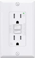 AIDA GFCI Outlets 15 Amp, Self-Test Electrical Outlet, GFI Tamper-Resistant Receptacle with LED Indicator, Ground Fault Circuit Interrupters, Wall Plate Included, UL Listed, Glossy White (1 Pack)