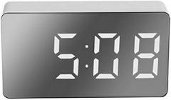 LED Mirror Alarm Clock Digital Alarm Clock Multifunctional Mini Electronic Alarm Clock for Bedroom Living Room Office, Mini Electronic Alarm Clock with LED Mirror for Night (White)