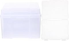 5x7 Inch Photo Storage Box Plastic Postcard Organizer Desktop Multi-purpose Container for Greeting Cards and Electronic Components