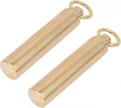 BRRNOO Metal Pill Case, Pocket Pill Case Keychain Container Box 2Pcs Outdoor EDC Waterproof Brass Sealed EDC Survival Container Capsule (12mm)
