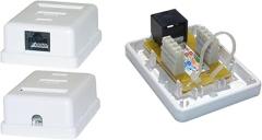 Cat6 1 Port Surface Mount Box, RJ45 Unshielded Female Port, White, Single Jack Surface Mount Box (with Cable Tie), CableWholesale