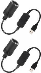 USB to 12V Adapter, 2 Pack 10W USB A to Cigarette Lighter Adapter for Dash Cam GPS Led Light and Other Automotive Electronics, 1.2ft/35cm