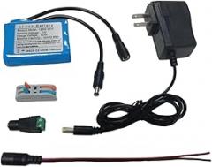 12V 3Ah Rechargeable Lithium Battery Pack with Charger and Cables, for LED Strips, CCTV Cameras, Routers, Radios, DIY Projects, and Other 12V Devices