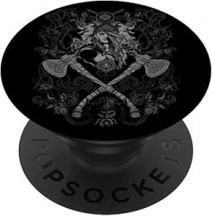 Medieval Viking Shield Maiden Warrior Battle Axes Vintage PopSockets Standard PopGrip