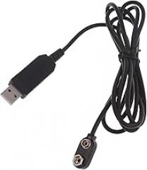 USB to 9V DC Power Adapter Cable - Replacement for 6F22/1604A Batteries, Compatible with Multimeters, Pedals, LED Lights & Electronics, 5V/9V Converter with Short Circuit Protection