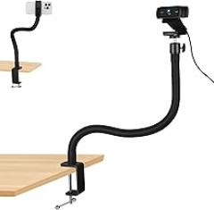 Webcam Stand for Desk,Camera Stand Desk Webcam Mount Clamp Clip,50cm Gooseneck Arm for Logitech Webcam C920/C920S/C920x/C922/C922x/C925e/C930/C930e/C615/C960/BRIO 4K/NexiGo N60/iPhone/Ring Light
