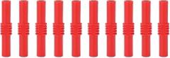 10 PCS Insulated Banana Coupler J.20009, 4 mm Female to Female Extension Connector, Brass Banana Plug Adapter for Electronics Lab Test Equipment (Red)