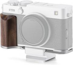 Tilta Mounting Baseplate with Wooden Grip Compatible with Fujifilm X-E5 – Silver | L-Bracket Camera Cage Accessory | ARCA Quick Release Plate Compatible | Lightweight Aluminum & Walnut Handgrip