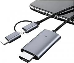 Micro USpB Type C to HDMI 4K HD Video Conversion Cable Same Screen Cable 2 Trackier Metiers for Androld Phone Tablet to TV Projection New 2026 High for Reliable Electronic Component