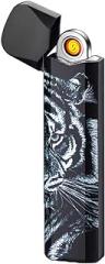 YOZWOO Electric Lighter - Mini Plasma Arc, USB Rechargeable, Windproof, Flameless, Slim, Portable, Personalized Design with Safety Switch (Tiger)