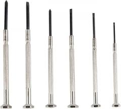 Niceminiwall Screwdriver Set 6 Pcs for Watch Repair Tools, Jewelry Tool Kit, Eyeglasses and Small Electronics - PH0/PH1 & .4-3.0mm Slotted, Chrome Vanadium Steel