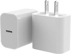 USB C Fast Charger for iPhone 15, 20W PD USB C Wall Charger Plug Block 2 Pack, Compatible with iPhone 11/12/13/14/15/Pro Max,XS/XR/X,i-pad Pro,samsun Galaxy Phone, White
