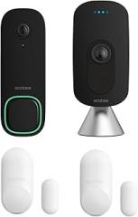 ecobee Home Security Bundle with Smart Doorbell Camera (Wired), SmartSensor for Doors and Windows, and SmartCamera with Voice Control.