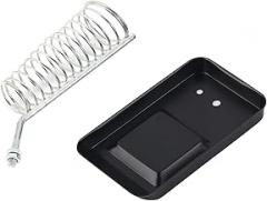 Soldering Iron Stand Stainless Steel Heavy Duty Adjustable 360° Rotating Neck Spring Holder for DIY Electronics Repair Metal Base Home Workstation Silver Black 112mm x 64mm 1 Set