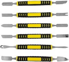 6-Piece Metal Pry Bar Set, 6-Inch Crowbar Tools with Non-Slip Handles for Electronics Repair, Smartphone iPhone Tablet Laptop PC Watch Eyeglasses Opening Repair Tool Kit