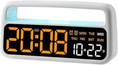 Electronic Clock with Dual Alarms and Colorful Ambient Lighting, Large Screen Display of Time, Date, and Weekday, Designed for Modern Home Decoration (C)