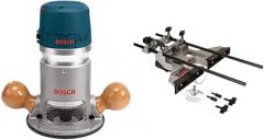 BOSCH 1617EVS 2.25 HP Electronic Fixed-Base Router and RA1054 Deluxe Router Edge Guide with Dust Extraction Hood & Vacuum Hose Adapter