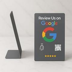 TAPro Google Review Stand – NFC & QR Code Tap to Leave Reviews, Boost Google Feedback Instantly, Smartphone & iPhone Compatible, Contactless Review Plate for Business (1-Pack, Dark Gray)