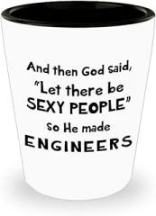 Gifts Idea for Engineering Shot Glass Shotglass Novelty Drinkware - Engineer Engr Week Civil Chemical Electrical Electronic EC Industrial Mechanical Funny - Let There Be Sexy People