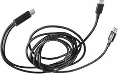 Nylon 2 in 1 Charging Cable USB C to Type C+USB 5Pin for Portable Electronics