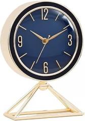 Table Clock Luxury Living Room Metal Table Clocks Electronic Modern Silent Desk Clocks Decorative Battery Operated Simple Design Standing Clock(Blue)