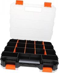 VALICLUD Double-sided Plastic Tool Accessories Box with Handle, 32x27x8cm Small Parts Organizer and Electronic Components Storage Container for Hardware and DIY Projects