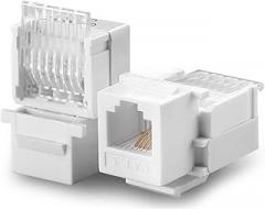 6-Piece RJ11 RJ45 Tool-Free Cat3 Cat5e Cat6 Module Coupler White(Cat.3)