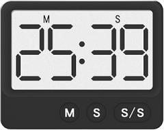 Silent Electronic Timer With Magnetic Back And Large LCD Display For Kitchen Baking Study Use Count Up And Count Down Functions(Y8301 Black)