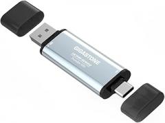 Gigastone Duo Go USB-A+C 1TB Dual External Portable SSD 1,050MB/s Glossy Surface, Supports Apple 4K 60fps ProRes HDR Video Recording USB3.2 Gen 2 for iPhone 16 PS5 Mac iPad Laptop Android