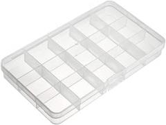 Component Storage Box - Plastic Fixed 15 Grids Electronic Component Containers Tool Boxes Clear White 170x100x23mm