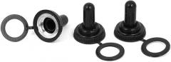 Electronic Components 3 Pcs 11mm Thread Toggle Switch Rubber Water Proof Cover Black