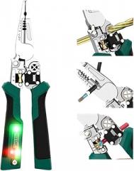 Outdoorfun 8 in 1 Wire Stripper Twister, Professional Multi Function Electrical Pliers with Voltage Tester, Heavy Duty Wire Cutter Crimper Splitter Tool for Electricians (1 Pcs)