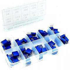 20pcs/lot 3296W Multiturn Trimmer Potentiometer Kit High Precision 3296 Variable Resistor with Free Box Electronic DIY kit