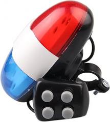 LED Bike Lights Electronic LED Bike Light, Electronic Horn Tail Lamp Light with 4 Tones Loud Police Trumpet Cycling Horn Bell